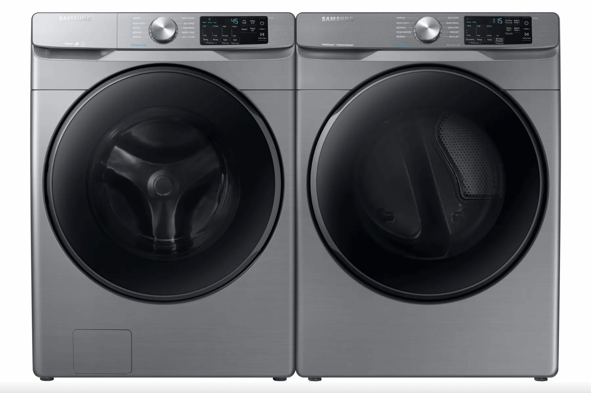 Samsung Platinum Stackable 4.5 cu. ft. Front Load Washer WF45R6100AP & 7.5 cu. ft. Electric Front Load Dryer DVE45T6100P Combo w/ Free Stacking Kit