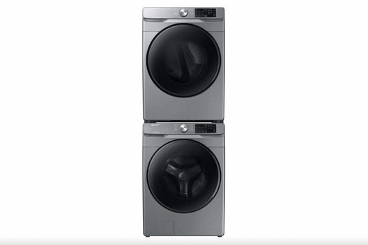 Samsung Platinum Stackable 4.5 cu. ft. Front Load Washer WF45R6100AP & 7.5 cu. ft. Electric Front Load Dryer DVE45T6100P Combo w/ Free Stacking Kit